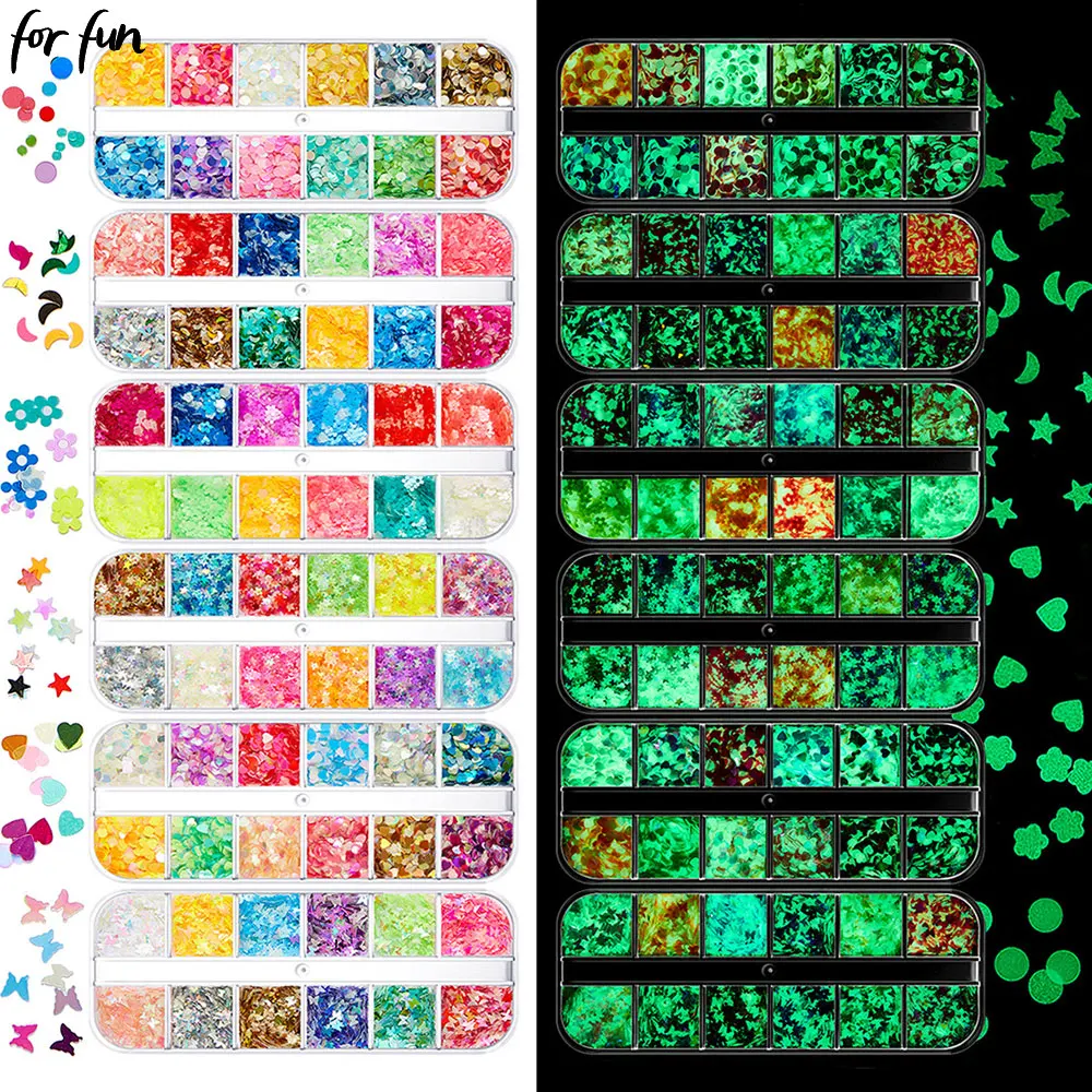 For Fun Luminous Sequins Nail Glitter Flakes DIY Epoxy Resin Mold Manicure Accessories Jewelry Resin Filling Decoration