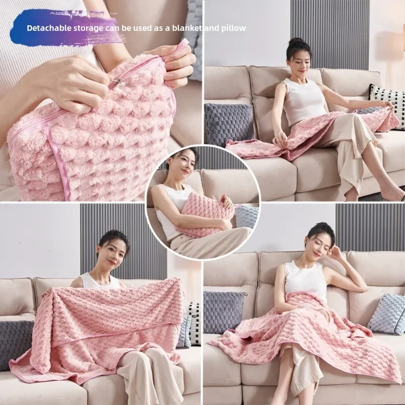 Thick Solid Color Sofa Blanket, Flannel Blanket, Office Storage Blanket, Travel First-class Cabin Cover Blanket New