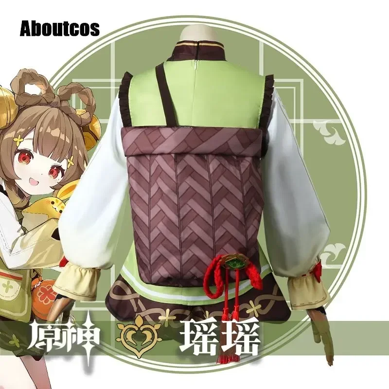 2025 New Aboutcos Game Genshin Impact YaoYao Cosplay Costume Women Cute Lolita Dress Lovely Uniform Yao Anime Suit Hal X155