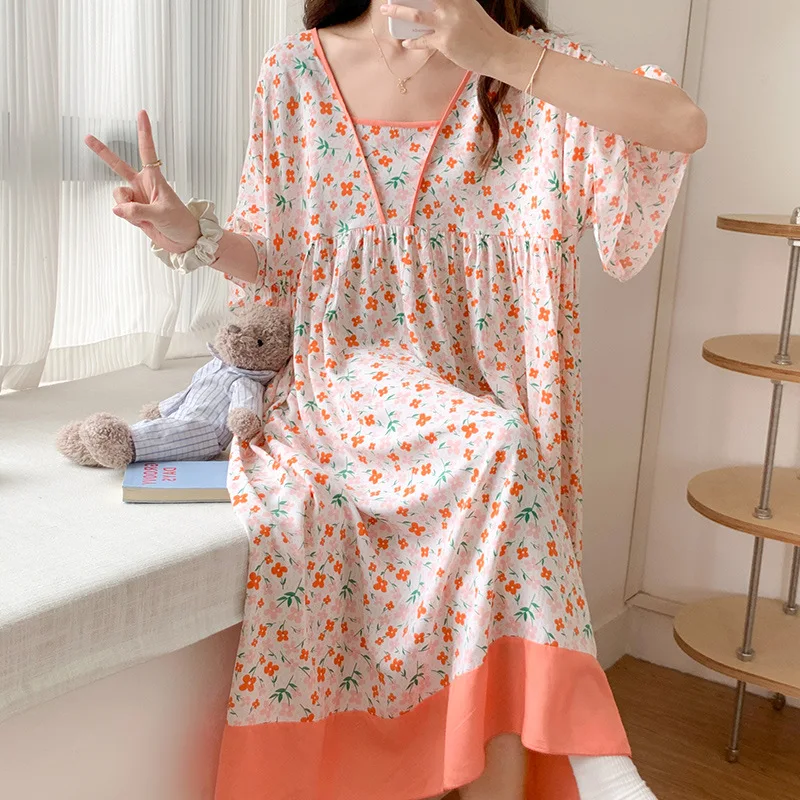 Summner New Plus Size Nightgown Ladies Loose Long Thin Sleepwear Female Viscose Nightdress Extra Large Size Nightwear For Women