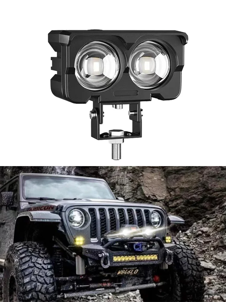 

Waterproof Motorcycle Spotlights Dual Color Accessories for Car Trucks SUV Mini Lens Auxbeam Headlight Driving Light