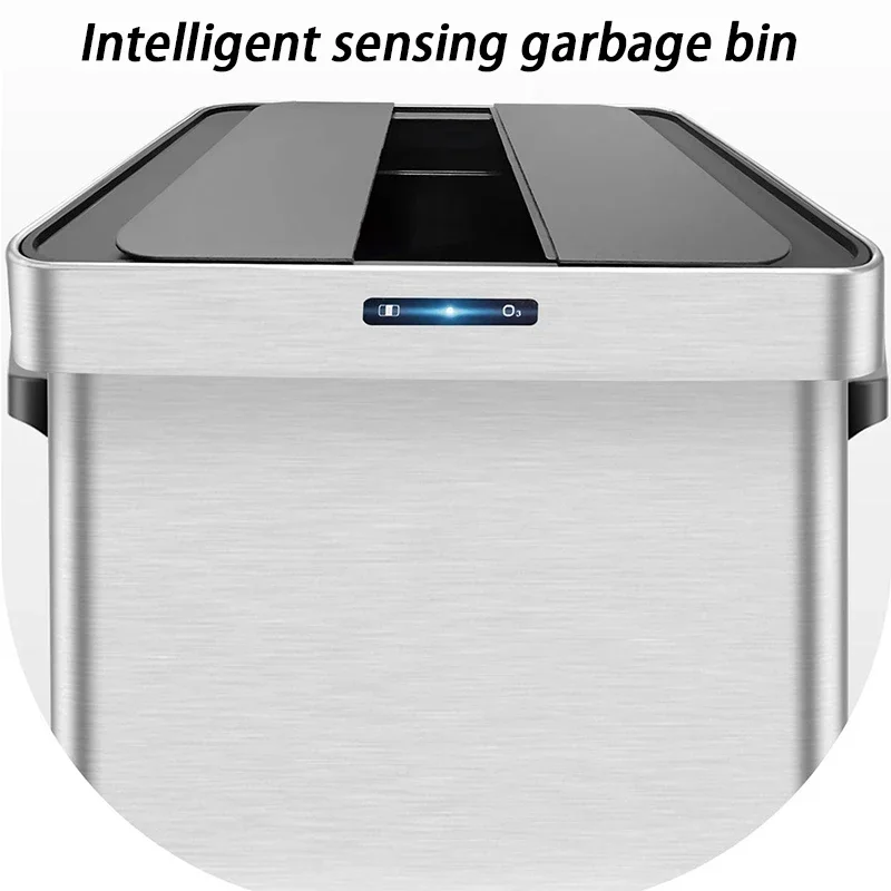 Intelligent Sensing Garbage Bin Double Door Sliding Cover Trash Can Automatic Sensor Luxury Living Room Office Garbage Can