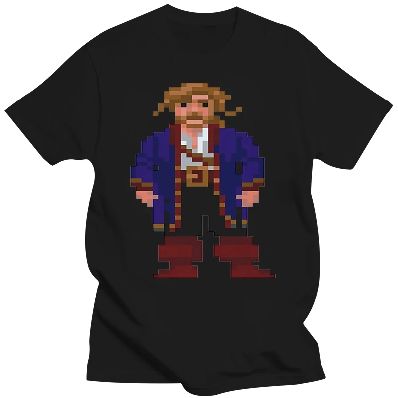 Print T Shirt Men Guybrush Threepwood T Shirt , Pixel , Secret Of Monkey Island , 8 - Bit , Retro Game