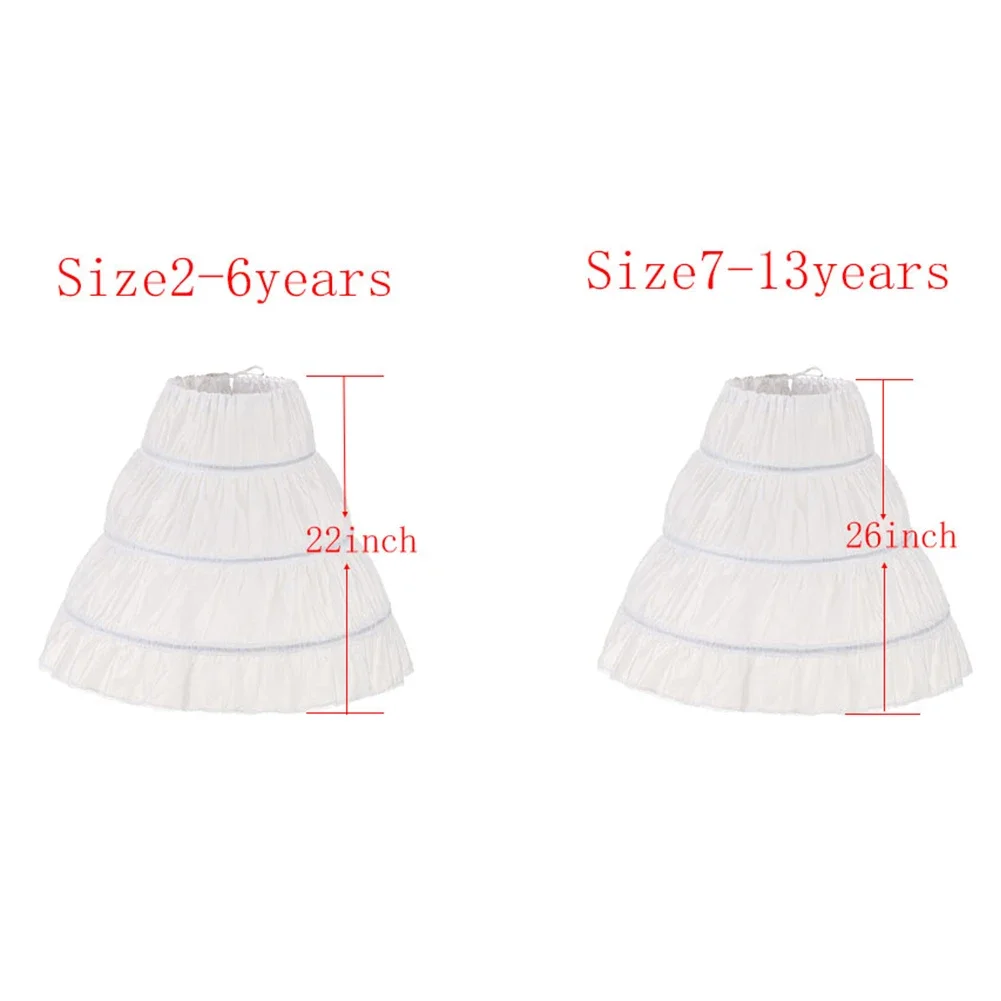 สีขาวเด็ก Petticoat A-Line 3ห่วง One ชั้นเด็ก Crinoline Lace Trim ดอกไม้สาวชุดกระโปรงเอว