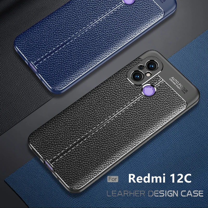 For Cover Xiaomi Redmi 12C Case Redmi 12C Capas Coque Phone Bumper Shockproof TPU Soft Leather For Fundas Redmi 10 10C 12C Cover