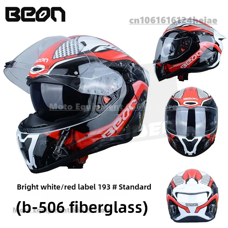 

BEON 506 Motorcycle Carbon Fiber Full Helmet Men's and Women's Dual Lens Four Seasons Motorcycle Racing Helmet Anti Fog