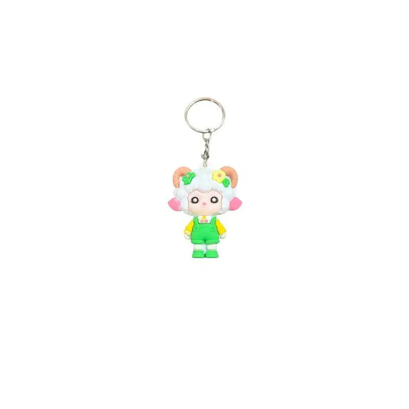 Niedliche Cartoon-Schaf-PVC-Schlüsselanhänger mit hübschen Outfits, robustem Metallring für schöne Taschendekoration, Geschenk für Kinder und Freunde. – Detail 5