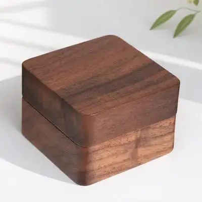 

Wooden Ring Box Heavy Duty Solid Wood Ring Case for Engagement Proposal Wedding Rings Earrings Jewelry Storage Organizer Gift