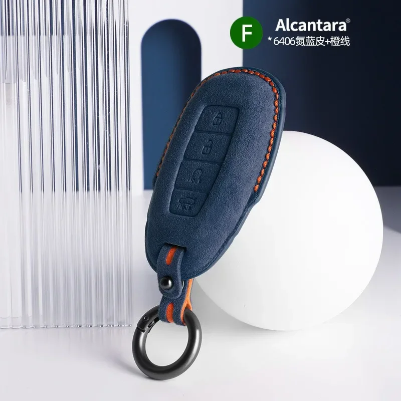 

For 2021-2023 Hyundai Custo Suede Car Remote Key Case Cover Shell Keychain Accessories