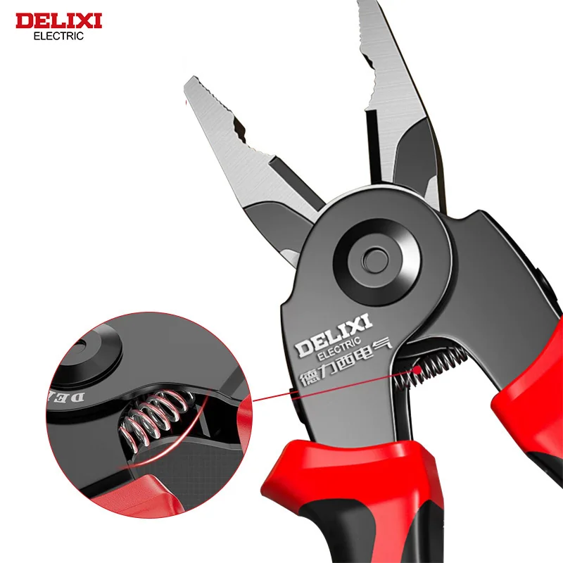 DELIXI ELECTRIC 5-in-1 Multifunctional Pliers Set,Interchangeable Plier Heads ，Wire pliers Stripper Cable Clamp Crimping Pliers