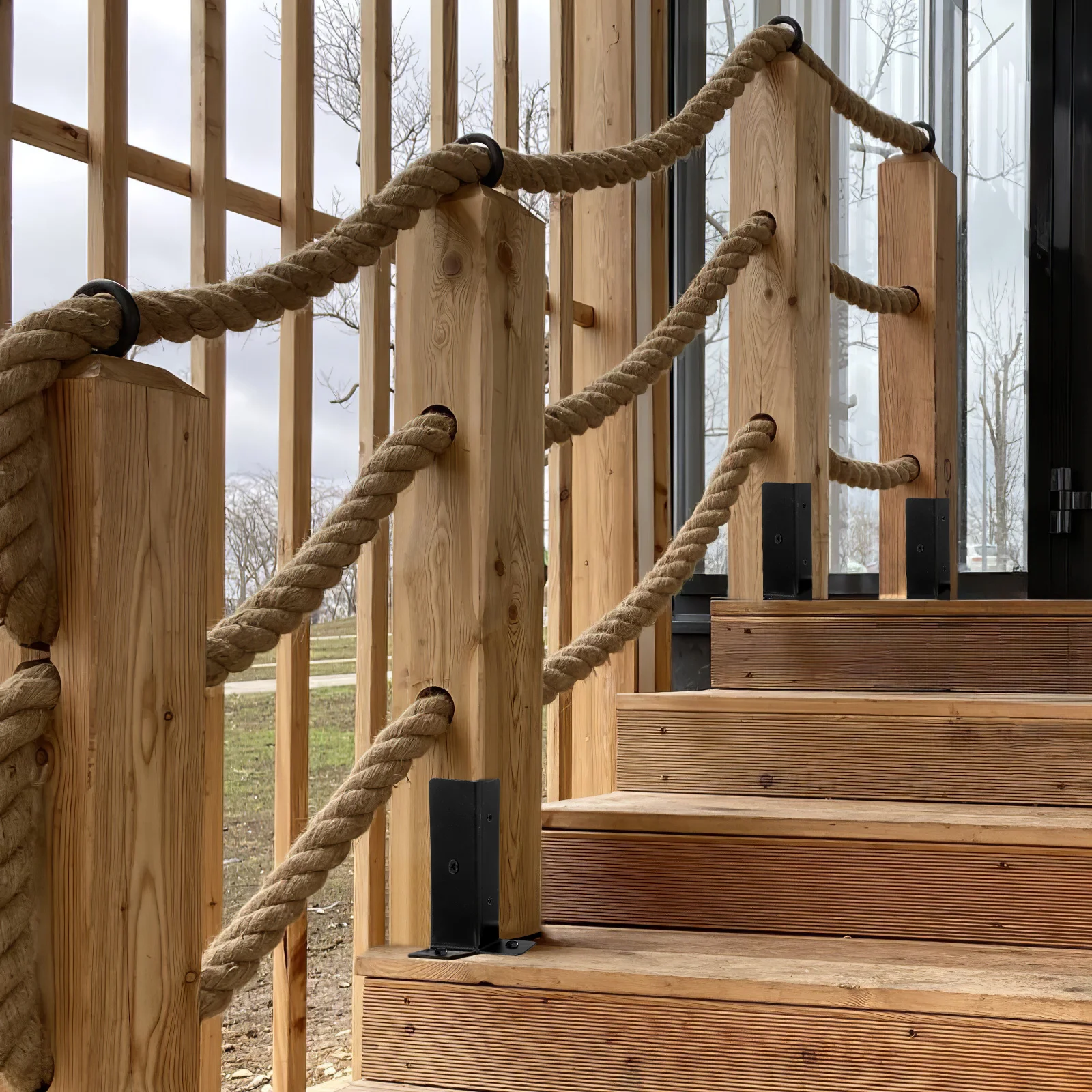 

4pcs Deck Post Brackets Heavy Duty Gazebo Base Fence Wood Porch Railing Bracket Adjustable Security Mounting Outdoor Tools