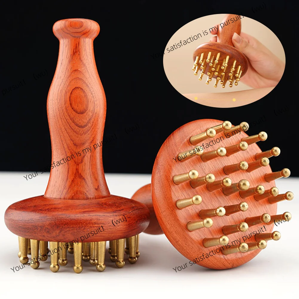 Head Meridians Massage Comb Copper Sandalwood Meridians Fine Tooth Comb Needling Guasha Scalp Massage Brush Relax Body Massager