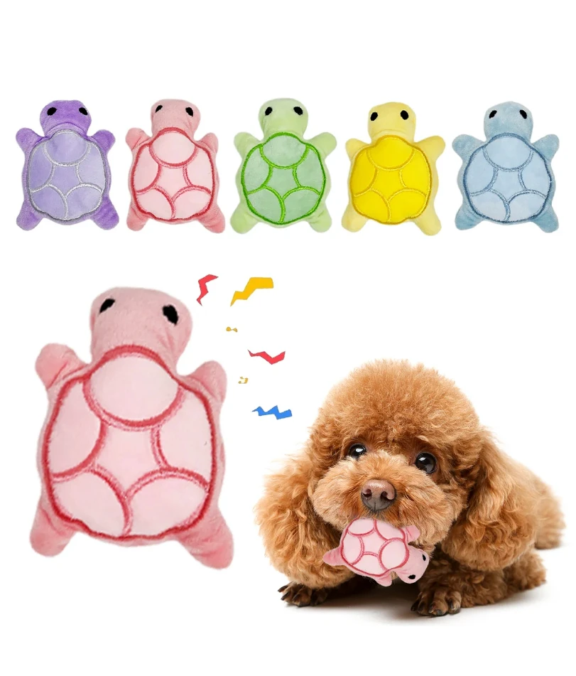

Mini cute turtle dog plush toy, squeaking dog teething sound toy, soft and safe, good for dental health, suitable for puppies