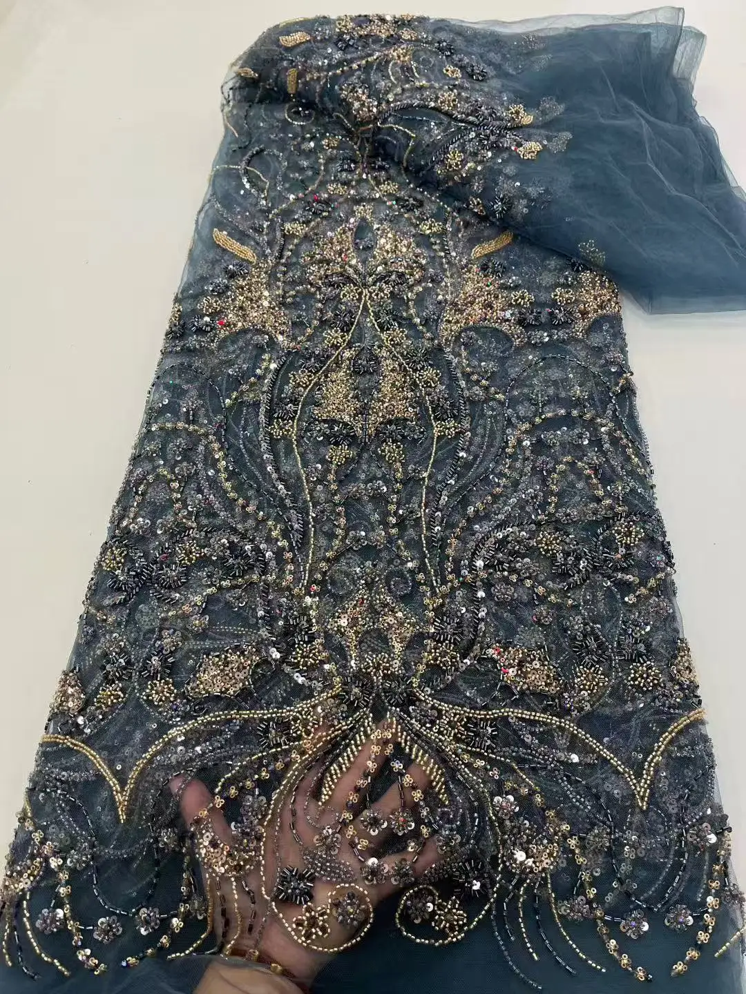 Высококачественные роскошные бусины, французская вышивка, кружевная ткань для жениха, африканская нигерийская ткань с блестками, материал для свадебного платья