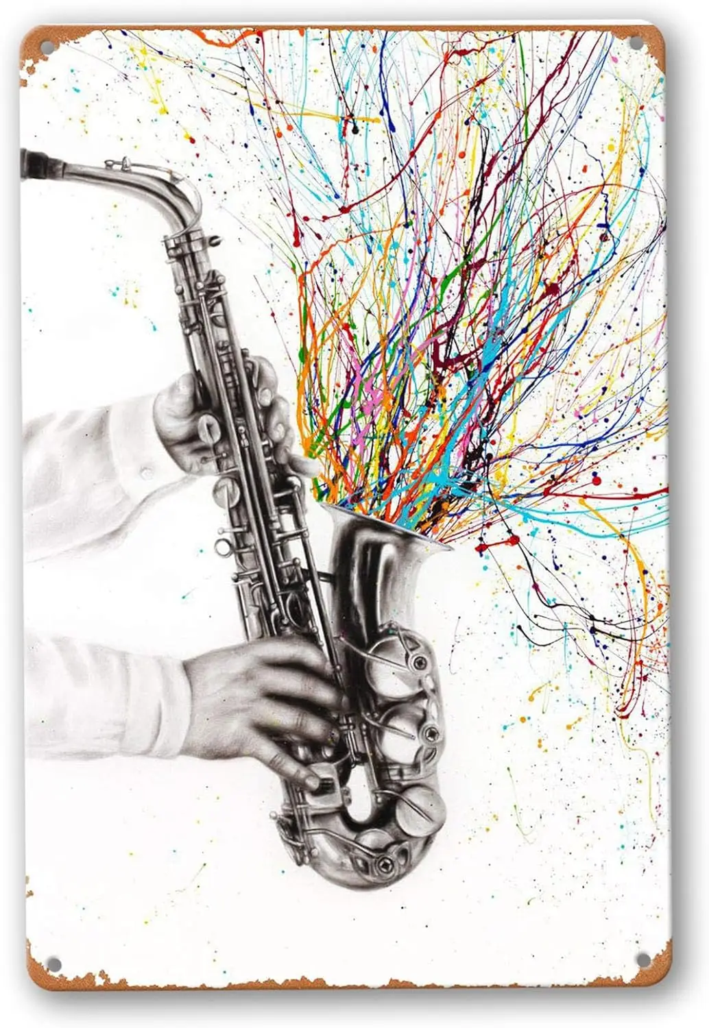 TOLANK Music The Jazz Saxophone Plaque Poster Metal Tin Sign  Vintage Retro Wall Decor