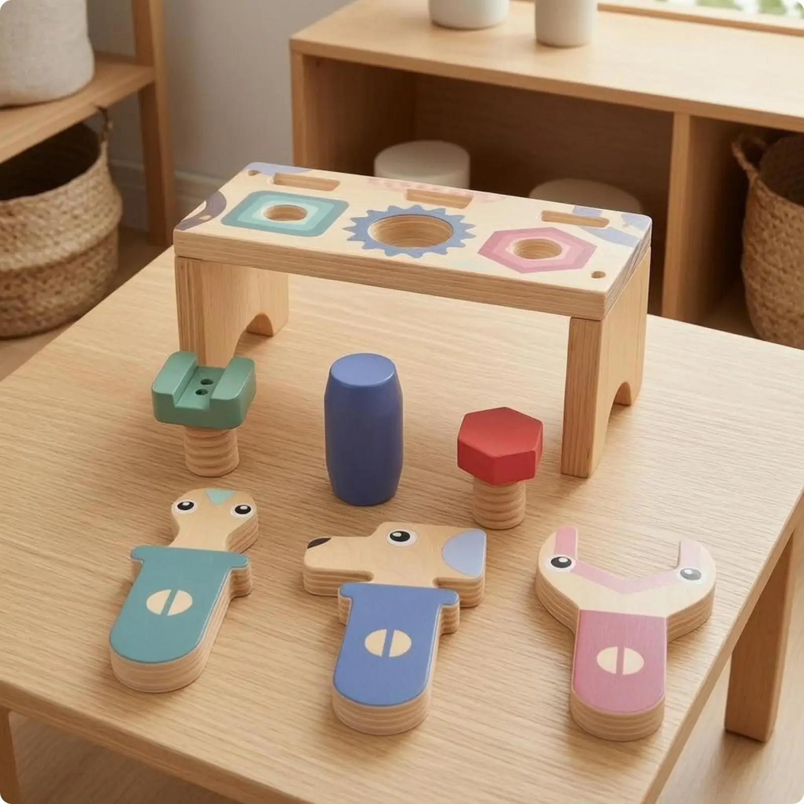 ツールテーブル-おもちゃ-動物の形をした子供用プレイセット-微細運動能力