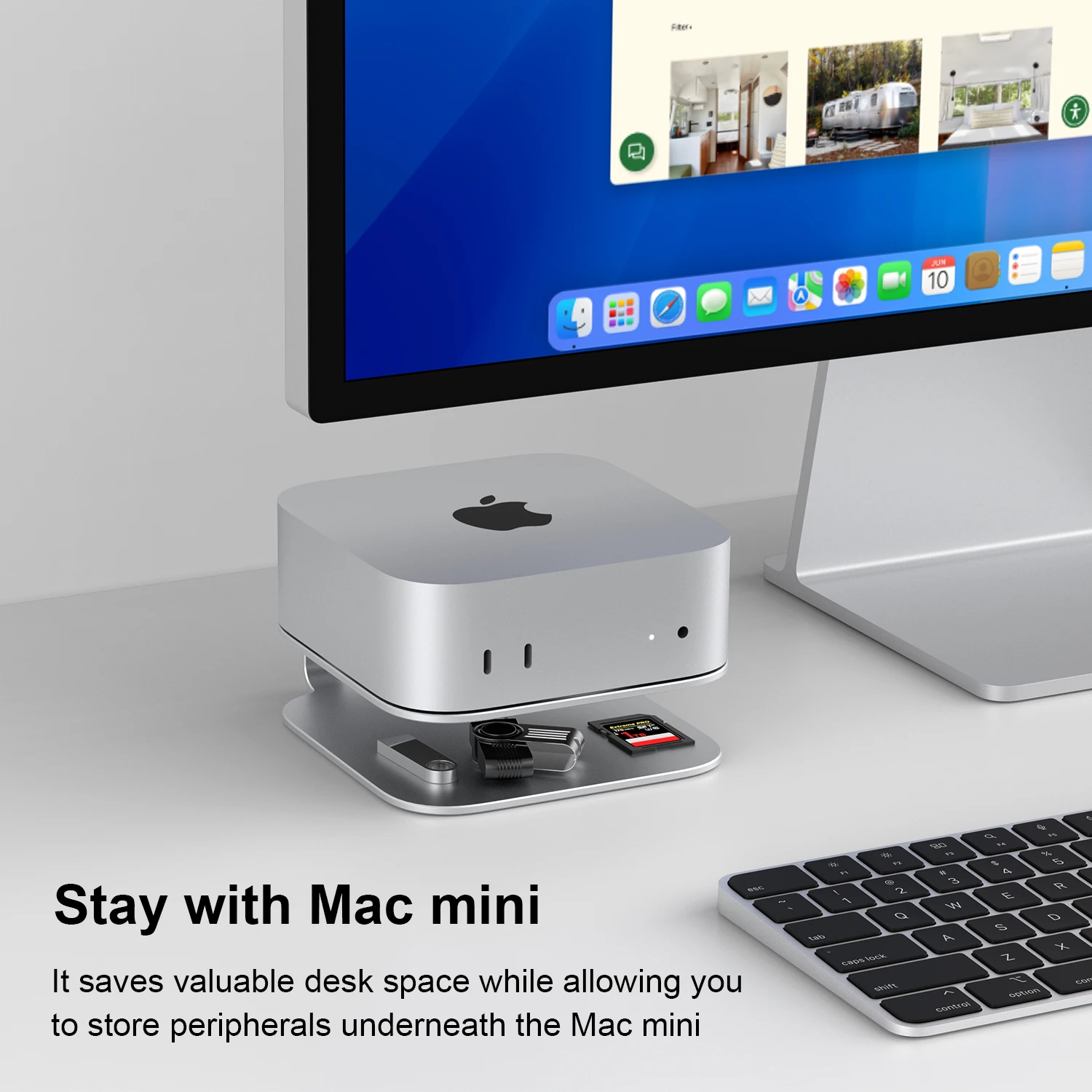 Qwiizlab Aluminum Stand for Mac mini M4 and M4 Pro 2024, Anti-Scratch, Anti-Slip, Avoid Overheating, Durable and Sturdy (Silver)