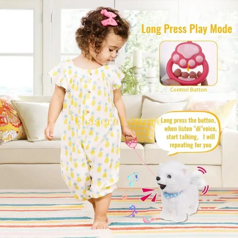 E7CE Electric Singing Dog Toy Walking Animal com trela corda Filho filhote cachorro