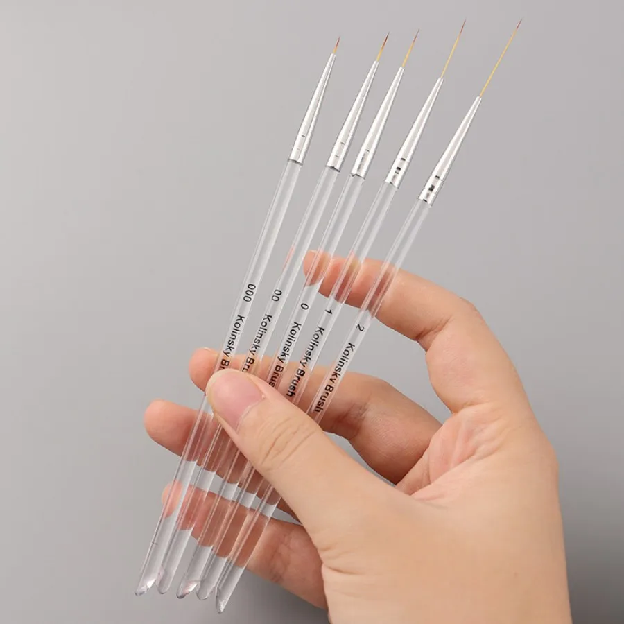 유연한 네일 아트 브러시 세트, 헤밍 및 드로잉, 전문 네일 아트 브러시 세트, 2/5/7 카운트 혼합 크기