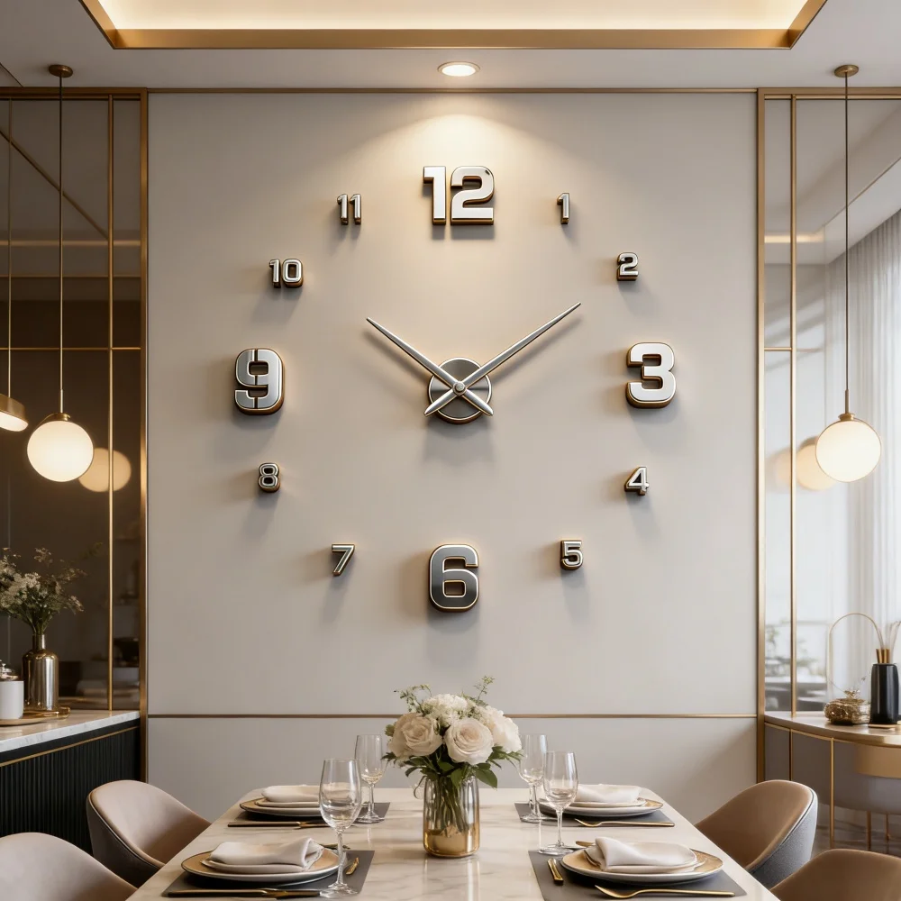 New Modern Design Large Wall Clock 3D DIY Quartz Clocks Fashion Watches Acrylic Mirror Stickers Living Room Home Decor Horloge