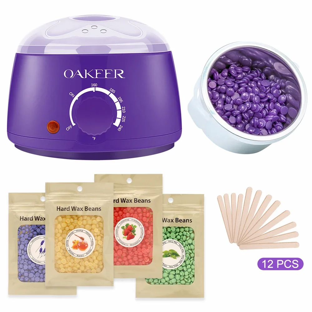 Wax Warmer Hair Removal Machine with Wax Beans & Wooden Scrapers