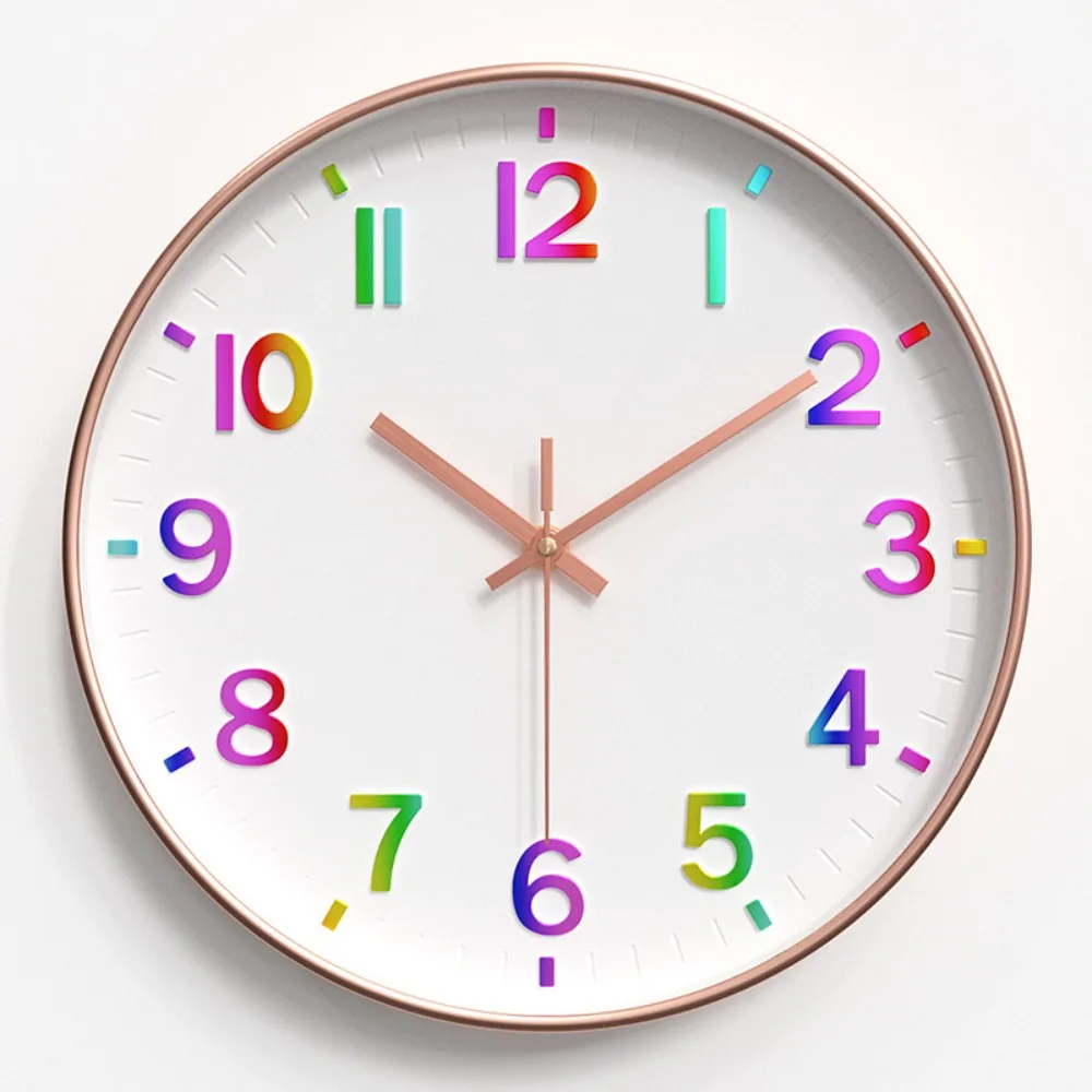 

Time Management 12 Inch Digital Wall Clock Colorful Numbers Mute Quartz Clock Plastic Children Clock Home Office Decorative