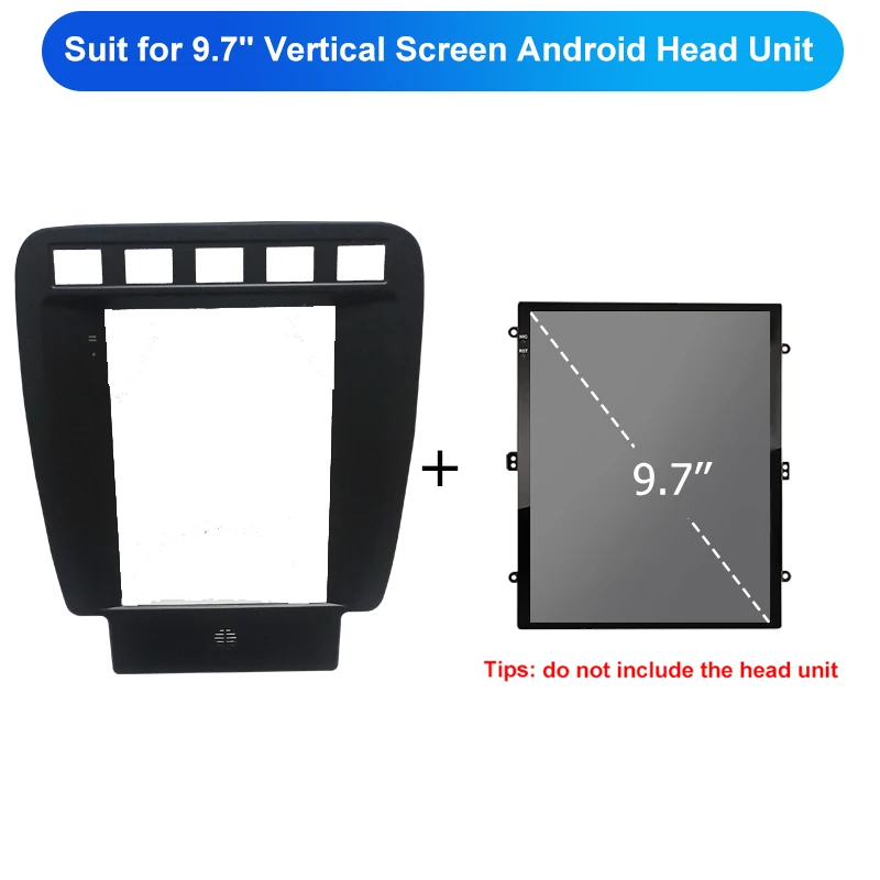 Kenvox 9.7 INCH Tesla Vertical Screen Car Radio Fascia Frame for Porsche Cayenne 2006-2009 Dash Kit Install Panel wire harness