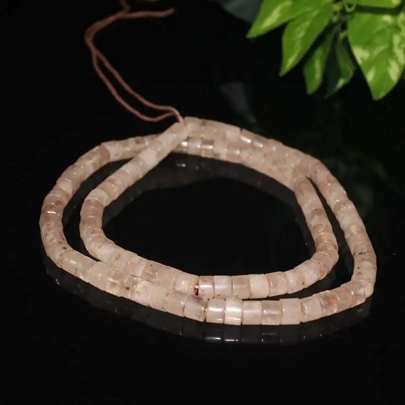 Old Bead Necklace, Buddhist , White Ancient Beads, Spacer Pieces, Accessories