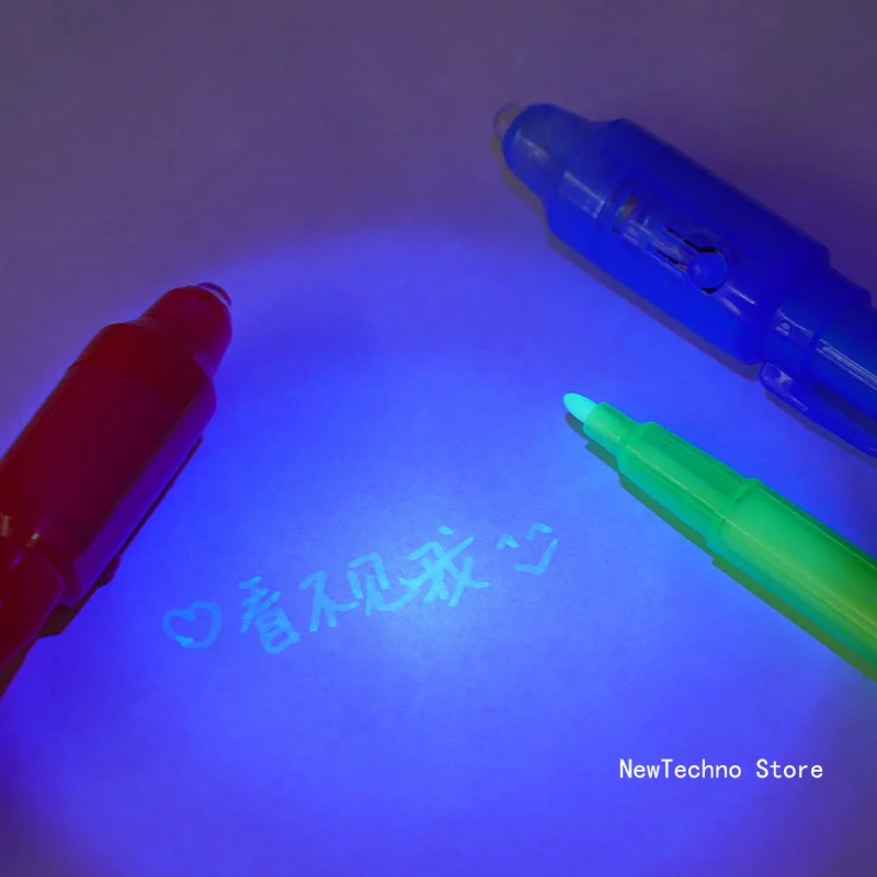 Luminous Light Pen Magic Purple 2 In 1 UV Black Light Combo Drawing Invisible Ink Pen Learning Education Toys For Child