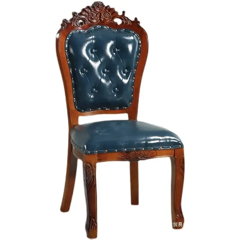 

European solid wood chair American leisure hotel soft bag