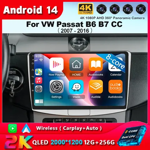 폭스바겐 VW 파사트 B6 B7 CC 2007 2008 2009 2010-2016용 안드로이드 15 카 라디오 내비게이션 멀티미디어 플레이어 DSP 오토 카플레이