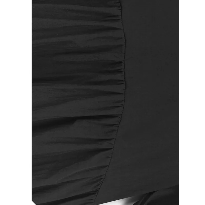 [فايب] فستان نسائي أسود كاذب بحاشية مكشكشة مقاس كبير فستان ميدي جديد برقبة دائرية وأكمام طويلة موضة المد ربيع الخريف 2025