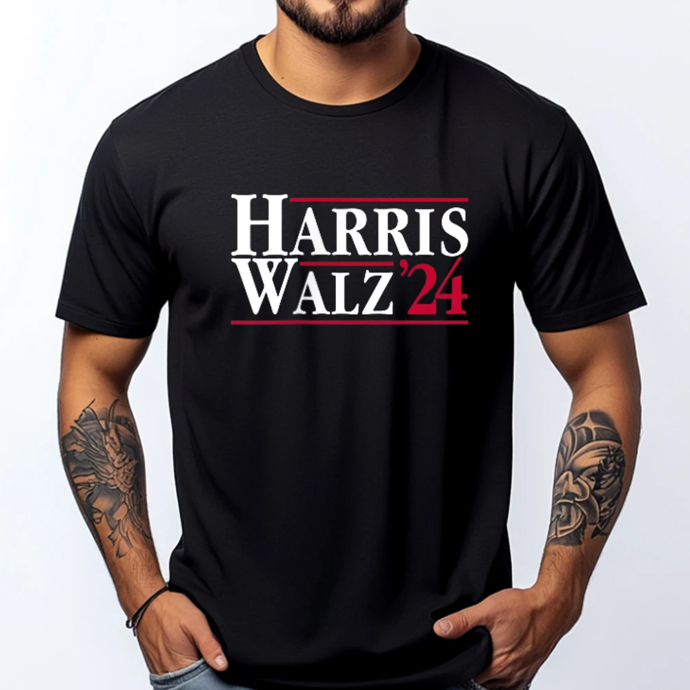 Madam President Kamala Harris Tim Walz Vp Brat Cat Ladies Oversized T Shirt Youth High Quality Men's T-Shirt Punk Style