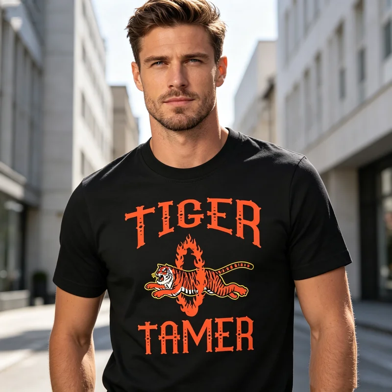 Retro Tiger Graphic T Shirt for Men Classic Animal Print Short Sleeve Top 100%Cotton Unsex  Harajuku Y2k Top Oversized T Shirt