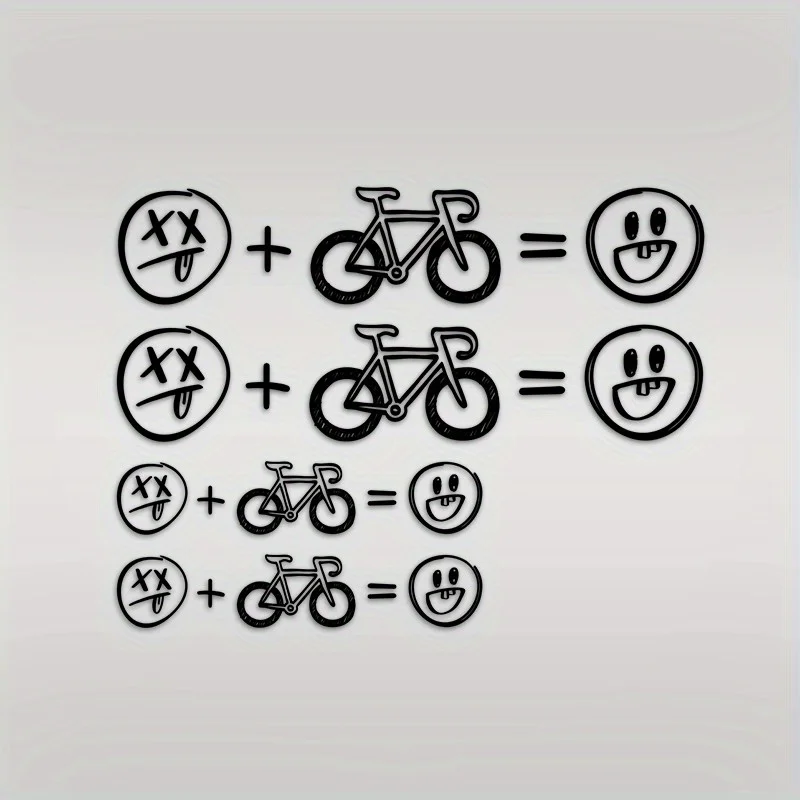 4 Stück/Blatt Happy Face Fahrradaufkleber – Rennrad-Dekoration, universell für Motorrad und Auto, Weihnachtsgeschenke