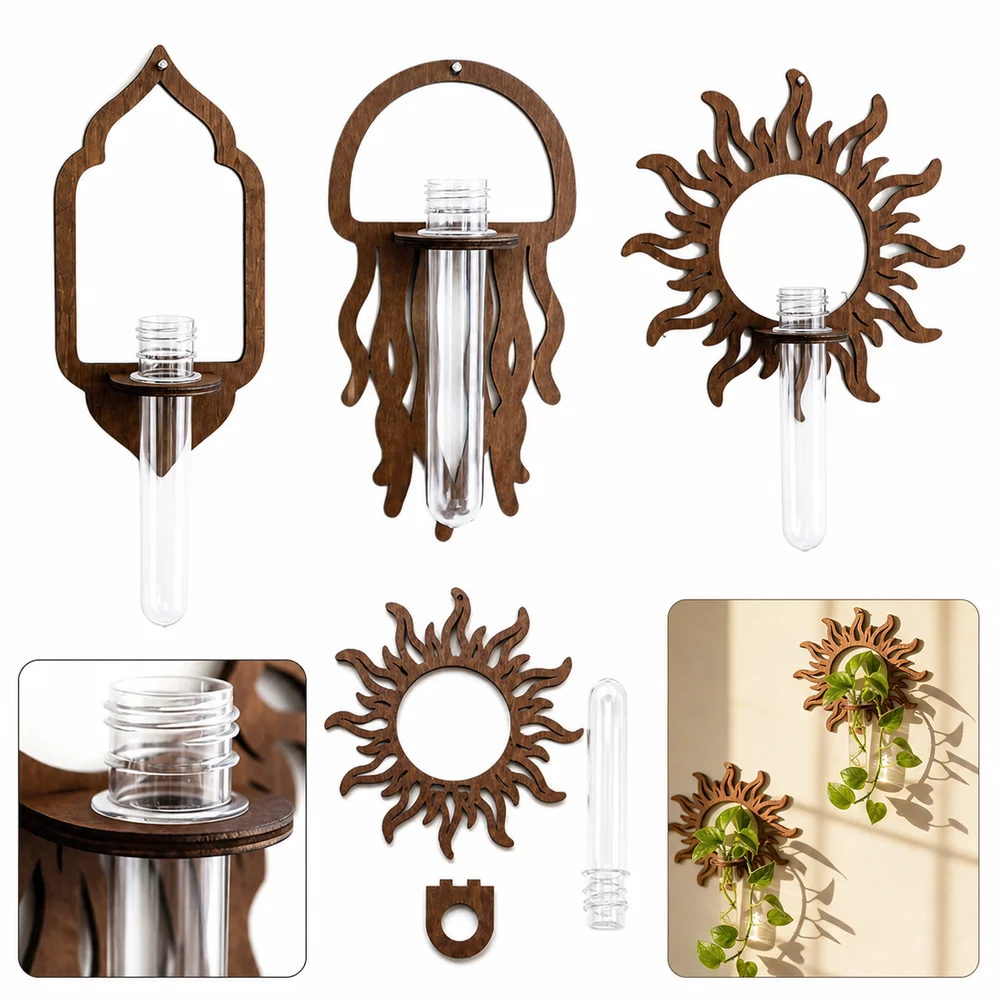 Propagation Station Vase - Houten wandplantenbak in bohemien stijl, holle