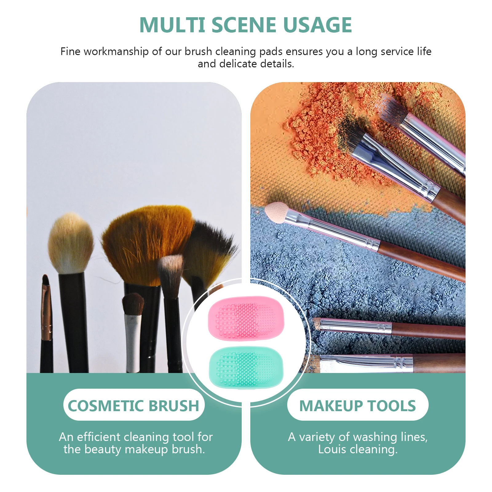 

2pcs Silicone Brush Cleaning Pad Practical Cleaner For Makeup Brushes Durable Cleansing Mat Beauty Tool Cleaner