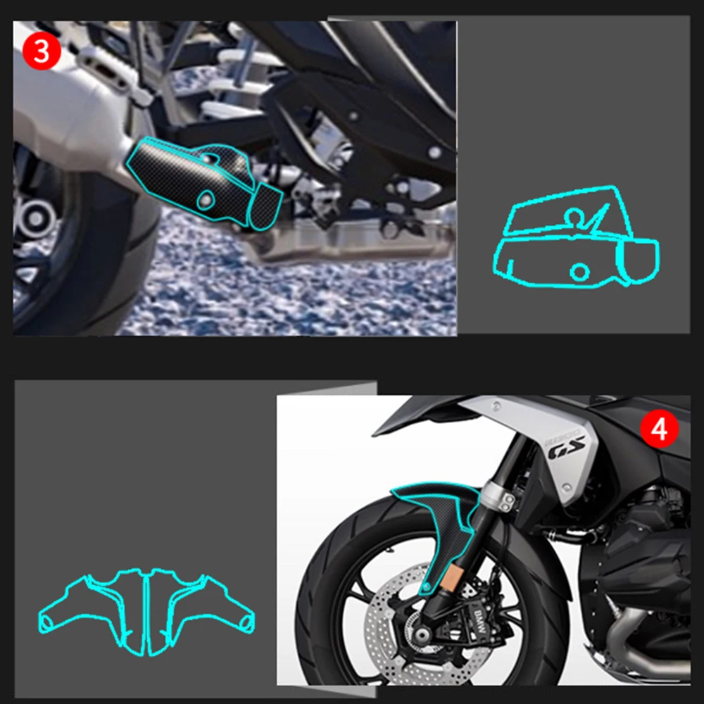 Motorcycle 2D Full Kits Fairing Carbon Sticker Tank Pad Protector Sticker For BMW R1300GS R1300 GS 2024