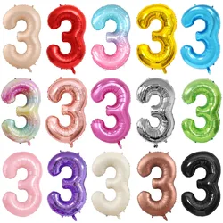 Number 3 Theme Rose Gold Silver Big Number Theme Foil Helium Balloons Baby Shower 3 Years Old Birthday Party Decoration Globos