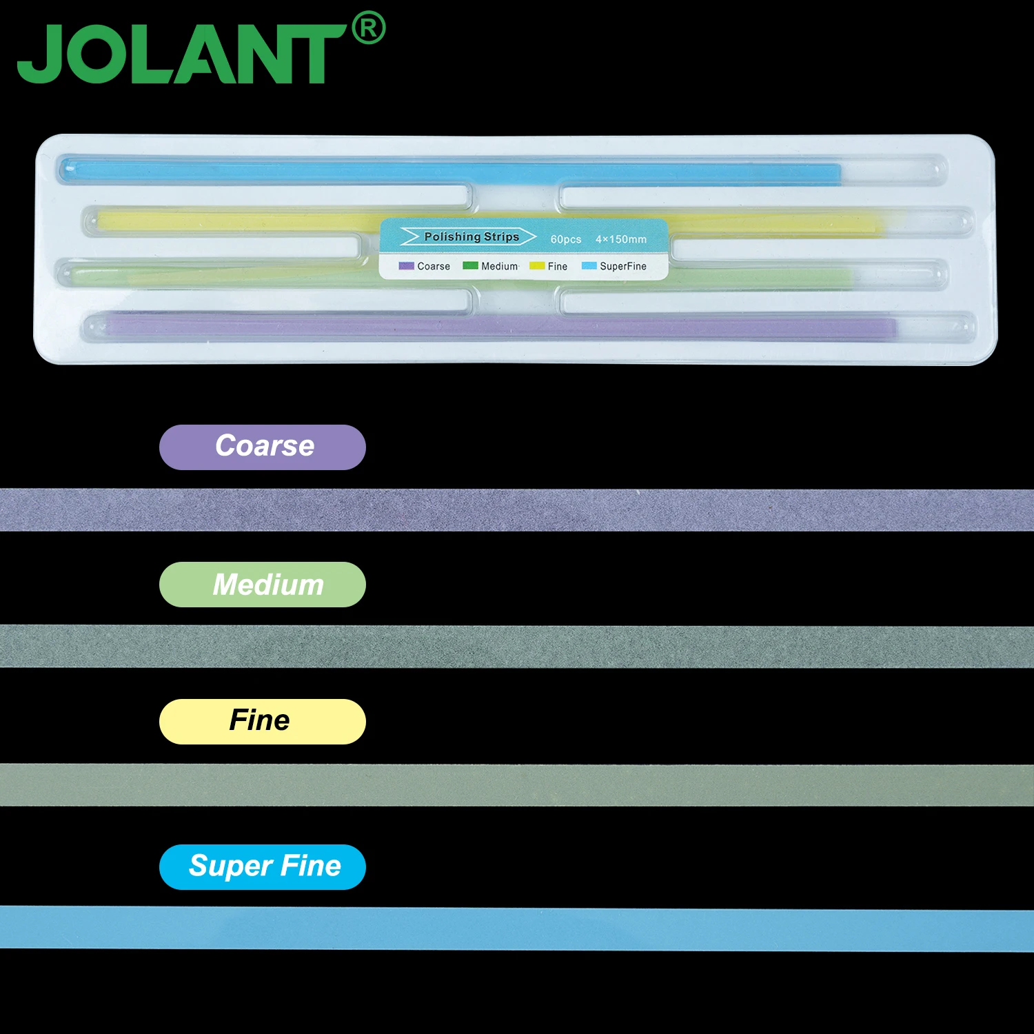 60pcs/Box JOLANT Dental Polishing Strip Resin Teeth Grinding Sanding Shaping Length 4mm*150mm Dentistry Dental Material