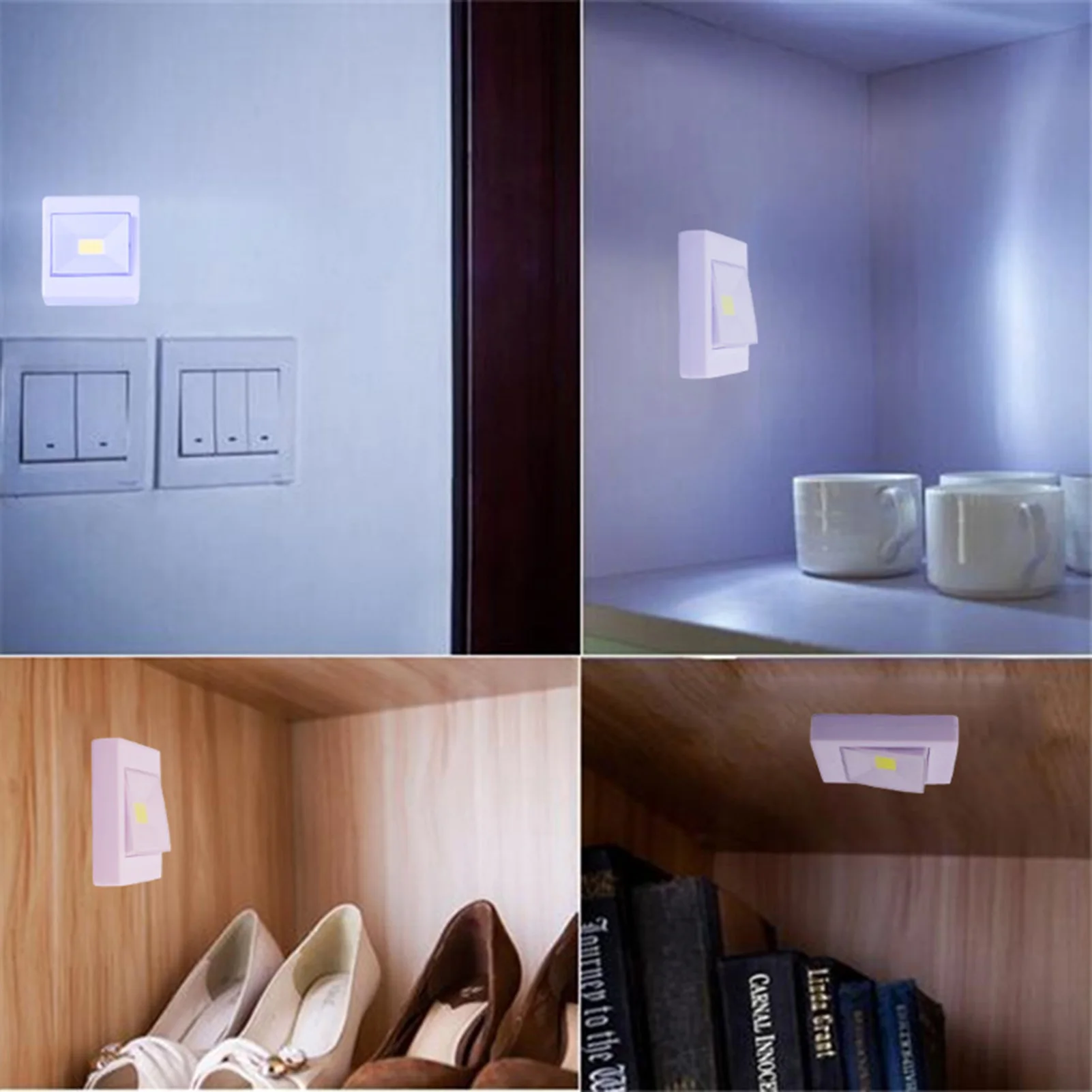 Homeowners Closet Light Mini COB LED Wardrobe Lamp Portable Battery Powered Lighting for Hallway Garage Stairs Durable ABS