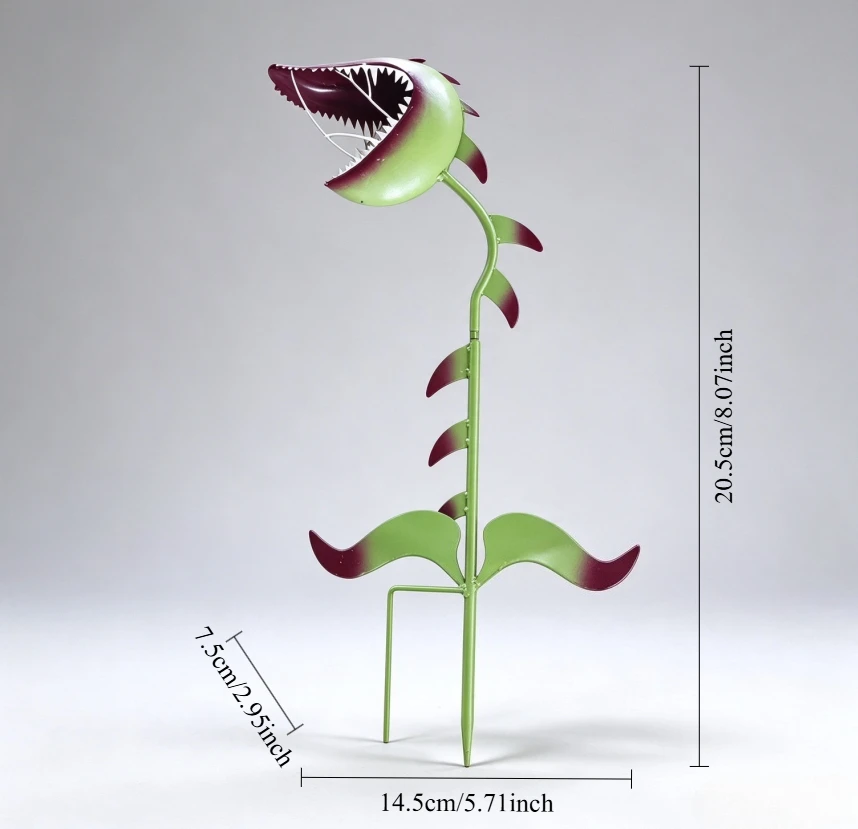 Halloween Metal Garden Stake Spooky Carnivorous Flower Sculpture Weatherproof Metal Art Ornament for Yard Lawn Patio Decoration