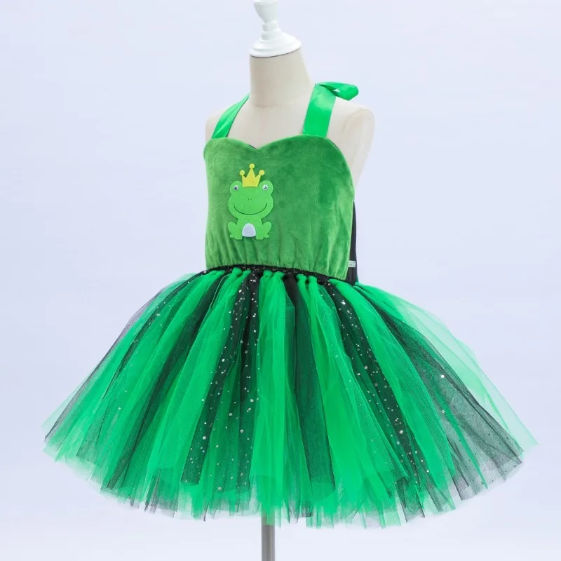 Baby Girls frog Tutu Skirt Fluffy Toddler Girls Tulle Skirts Animal Tutu Costume Outfit for Kids Halloween Party Dress Up 1-12T