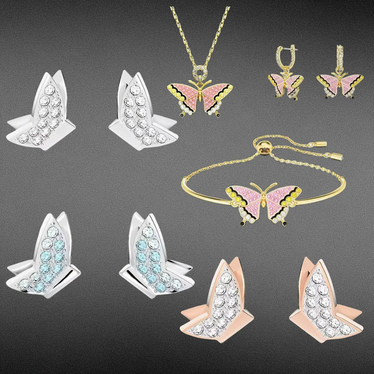 

2025 New Butterfly Shaped Zircon Necklace, Earnail Bracelet, Jewelry Set, Party Banquet Essential - Anniversary Gift-