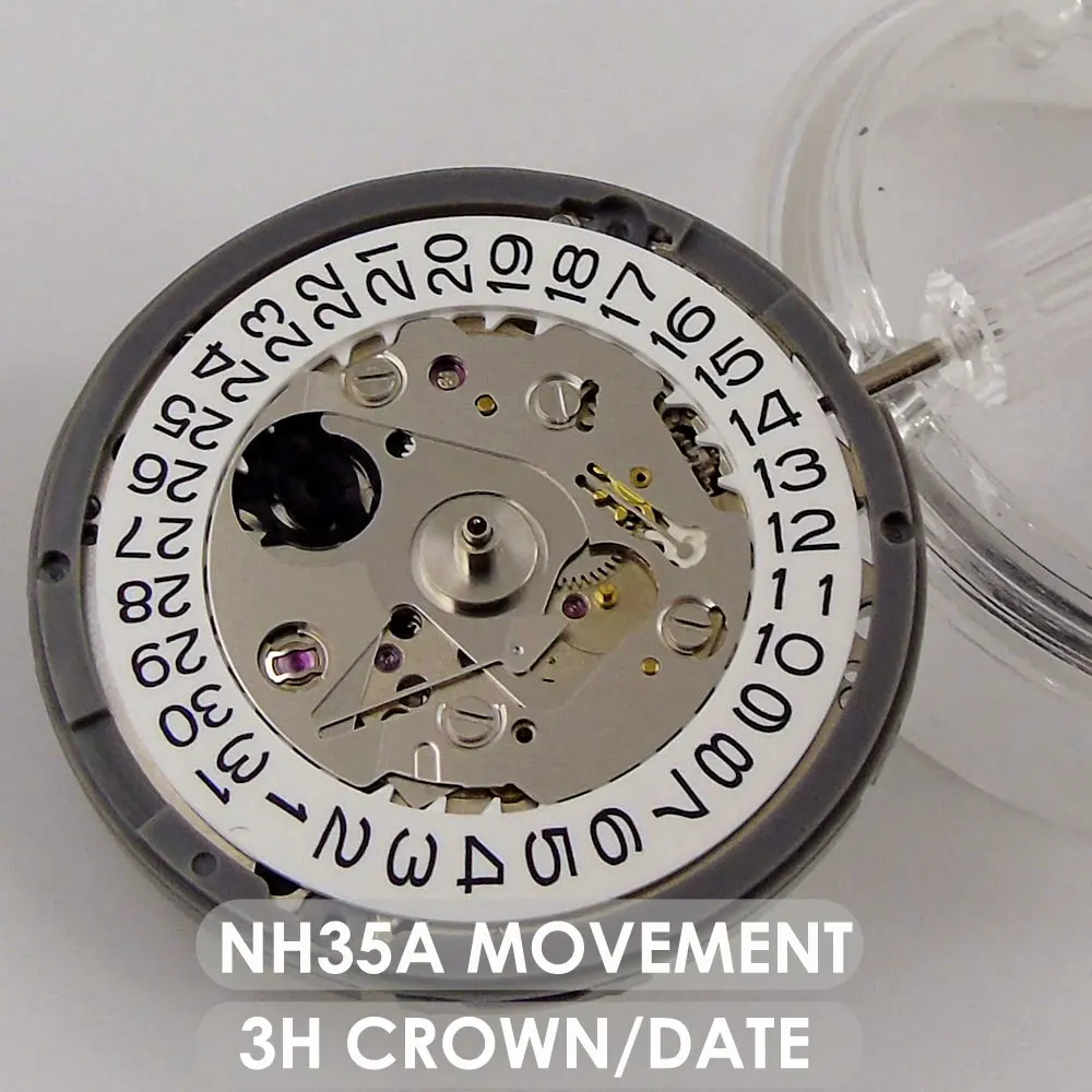 High Accuracy NH35A Automatic Movement Self-winding MOD Watch Accessories 3H Crown 21600Bph White Date Wheel Hacking Seconds