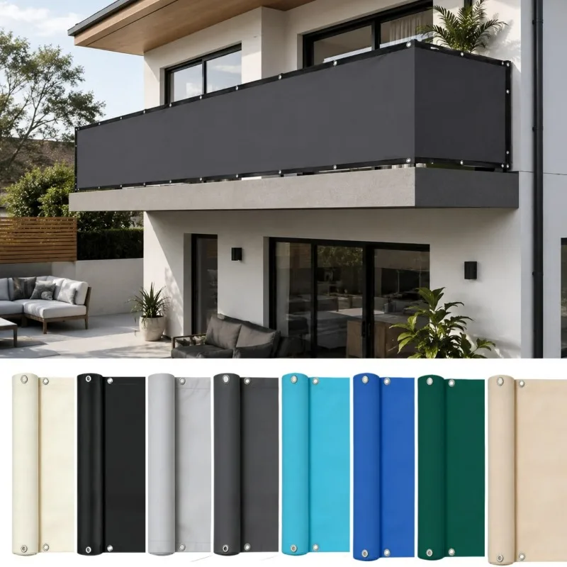 Outdoor Waterproof Balcony Privacy Screen Shade Cloth UV Block Fence Sunshade Netting Garden Patio Apartment Porch Railing Cover