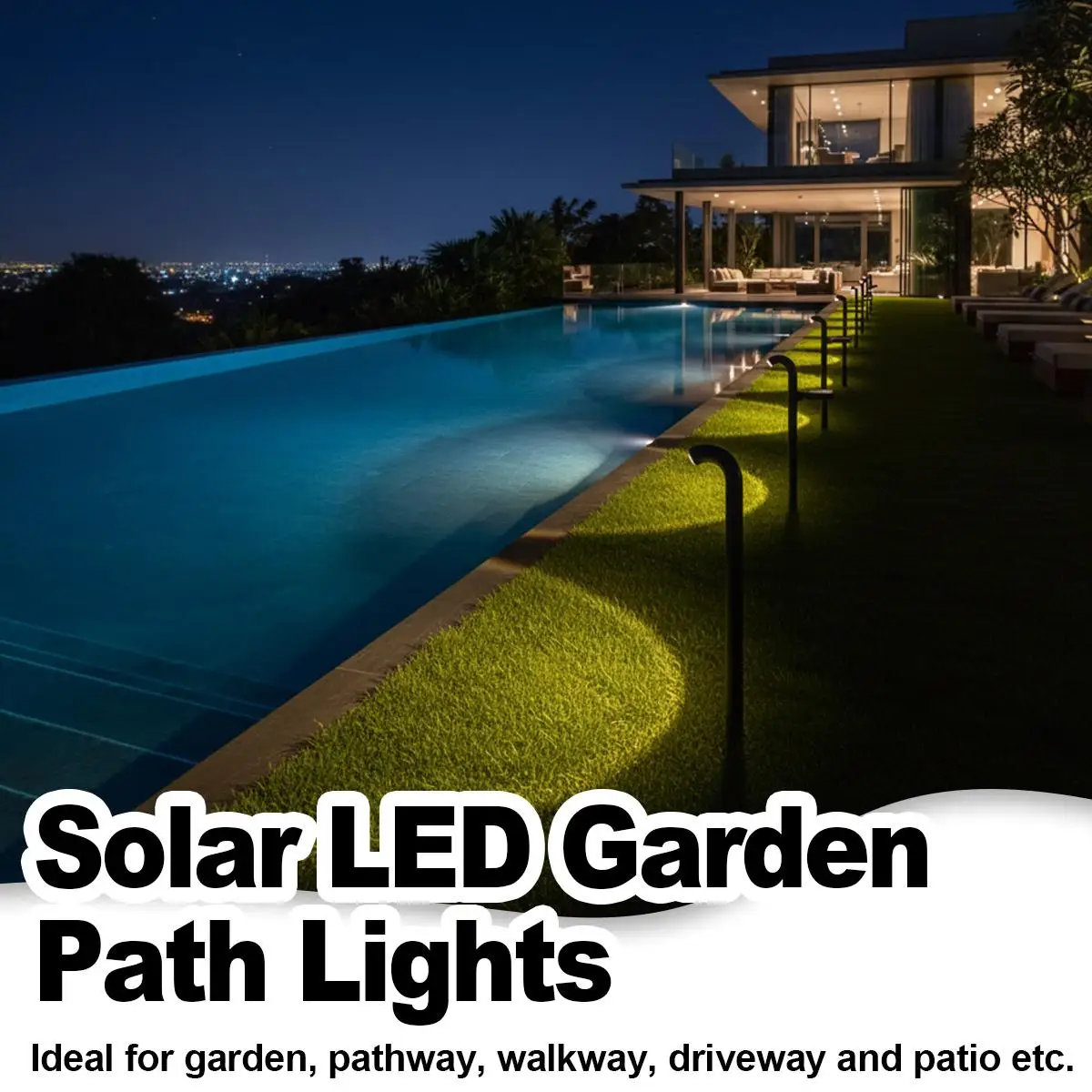 Solar Pathway Spotlight Waterproof Warm White LED Auto On Off Outdoor Landscape Garden Driveway Yard Decorative Stake Light Home