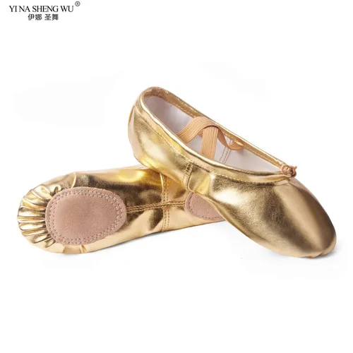 Zapatos de baile para niños, suela suave de cuero PU, lona, zapatos con garra de gato, zapatos de baile dorados y plateados para Yoga, zapatos de baile de Ballet al por mayor