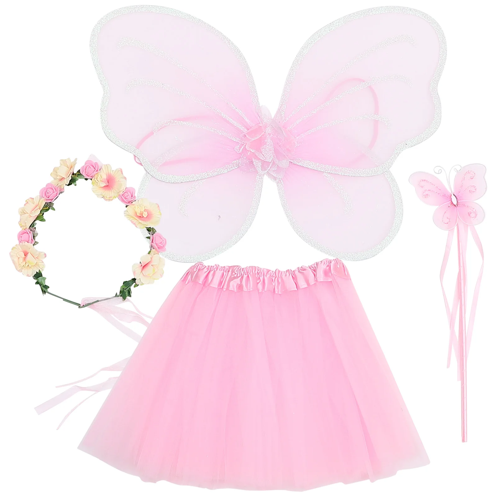 

1 set Kids Wings Headdress Gauze Fairy Costume Photo Props Party Clothes Decor Party Supplies Halloween Cosplay