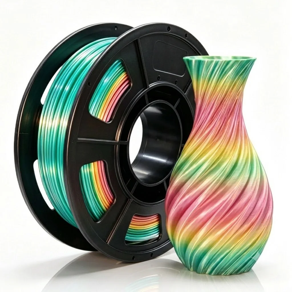Silk PLA Filament 1.75mm,3D Printer Filament Dual Color Coextrusion Filament PLA,250g,Silk black red